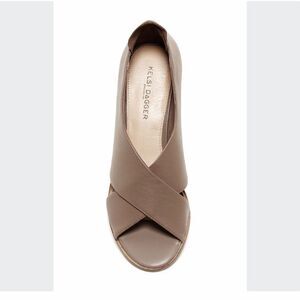 Kelsi Dagger Anthropologie KACEY Portobello Taupe Leather Crisscross Shoes